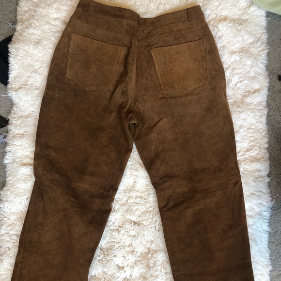 90s Vintage Genuine Leather Pants High Waisted - Picture 5 of 8